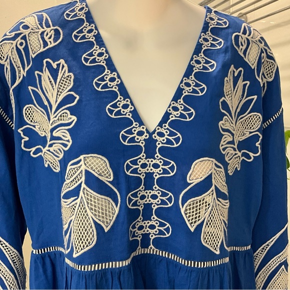 NWT$435 Jade Johnny Was SMALL Barbara Mini Dress Baleine Blue - Picture 4 of 11